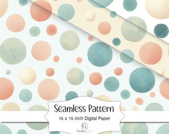 Pastel Polka Dot Seamless Pattern Digital Paper Retro Circle Background Cute Watercolor Printable Scrapbook Paper