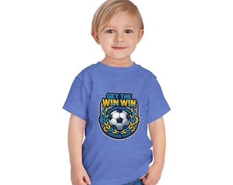 Kids sports day shirt | Kids outdoor wearing | Get The Win Win Soccer Crest Toddler Tee | Championship Soccer Team