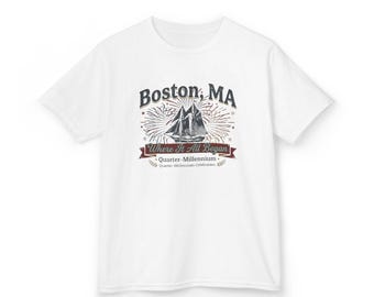 Boston, MA Sailboat | Patriotic Shirt 250th | Anniversary America Shirt | 1776 - 2026 Independence Day Tee | USA Flag Shirt