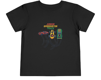 Camiseta "Mamá ama a su hijo pequeño" / Camiseta "Vínculo entre papá e hijo" / Camiseta "Junior Speedster Track" para niños pequeños / Autos de carreras vintage, pista de carreras