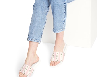 Pink Vine Stripe Slides | Sandals