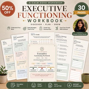 ADHD Executive Function Workbook for Adults & Teens | Fillable Worksheets and Self-Assessment PDF