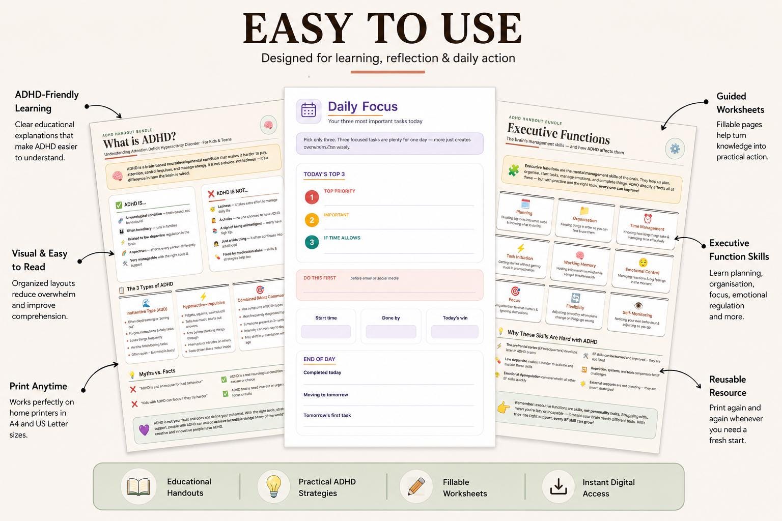 Buy ADHD Planner Bundle 2026. Executive Function Workbook ...