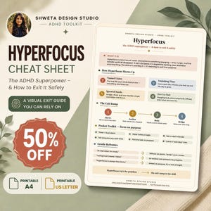 ADHD Hyperfocus Cheat Sheet | Productivity Guide (Digital Download)