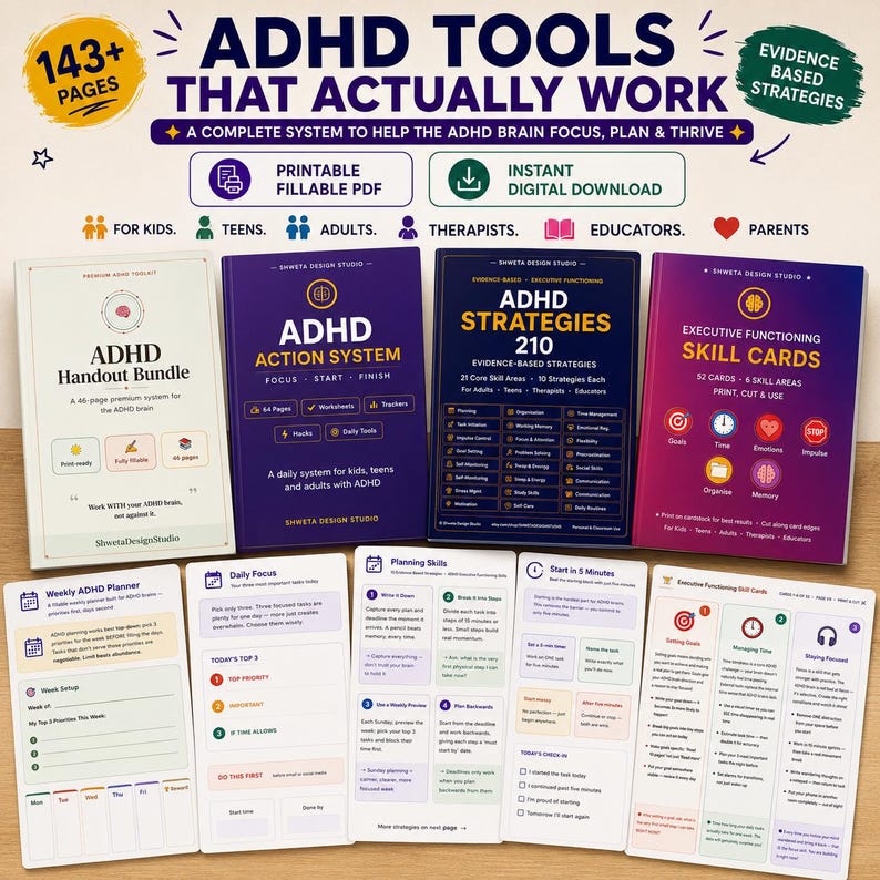 Buy ADHD Planner Bundle 2026. Executive Function Workbook ...