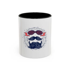 Retro Father's Day Mug, Minimalist Line Art Design, 11oz White Ceramic (AI-Generated)