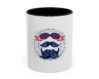 Retro Father's Day Mug, Minimalist Line Art Design, 11oz White Ceramic (AI-Generated)