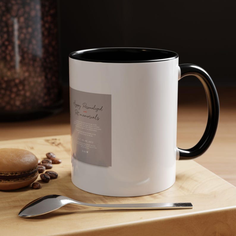 11oz White Mug, Hyper-Personalized Pet Memorials, Minimalism Style Pet Portrait image 5