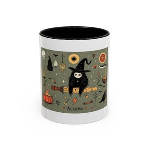 Dark Academia Tarot Witch Mug, Hand-Drawn Whimsical Illustration Style