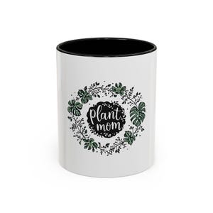 Plant Mom Botanical Line Art Mug, Monstera Pothos Wreath Design