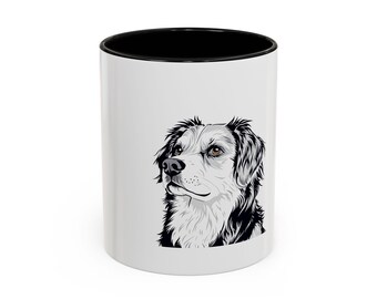 Personalized Pet Portrait Mug, Minimalist Line Art Dog Design, 11oz White Mug