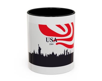 USA 250th Anniversary Minimalist Mug, White Ceramic (11oz)