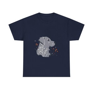 A minimalist fine-line art illustration of a Golden Retriever's silhouette, inte - Unisex T-Shirt - Unique Design Gift image 4