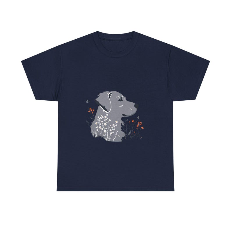 A minimalist fine-line art illustration of a Golden Retriever's silhouette, inte - Unisex T-Shirt - Unique Design Gift image 4
