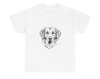 Golden Retriever Line Art T-Shirt, Minimalist Dog Face Print, Unisex Apparel