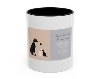11oz White Mug, Hyper-Personalized Pet Memorials, Minimalism Style Pet Portrait