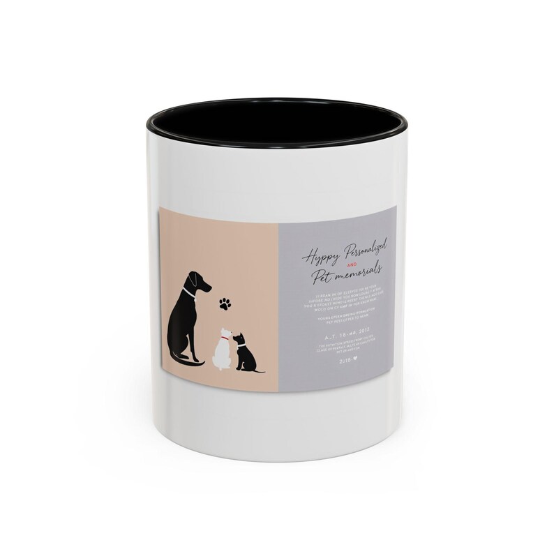 11oz White Mug, Hyper-Personalized Pet Memorials, Minimalism Style Pet Portrait image 1