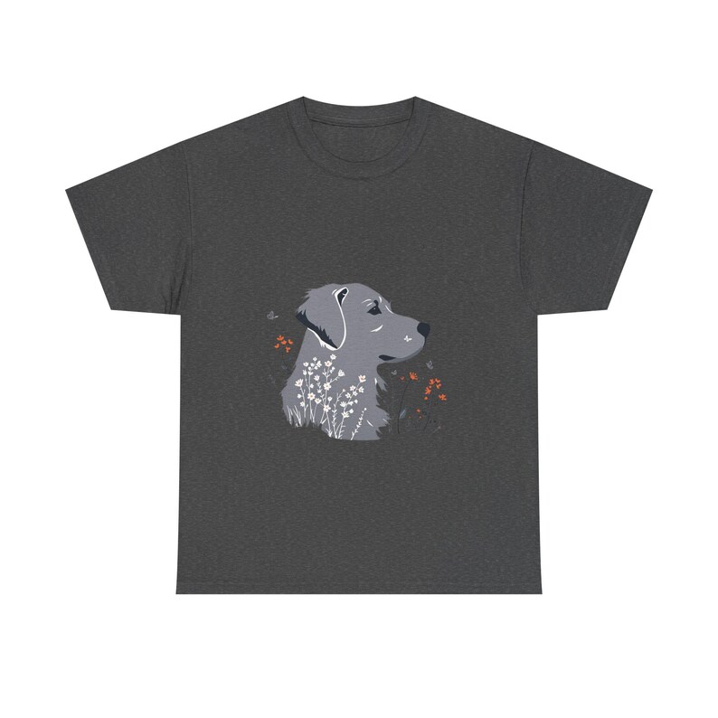 A minimalist fine-line art illustration of a Golden Retriever's silhouette, inte - Unisex T-Shirt - Unique Design Gift image 3