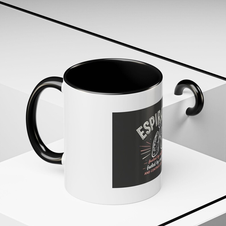 Respiratory Therapist Mug, Fueled by Caffeine, Lungs Design (11oz White Mug) image 6
