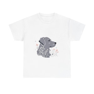 A minimalist fine-line art illustration of a Golden Retriever's silhouette, inte - Unisex T-Shirt - Unique Design Gift image 1