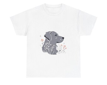 A minimalist fine-line art illustration of a Golden Retriever's silhouette, inte - Unisex T-Shirt - Unique Design Gift