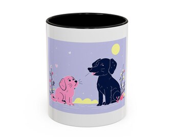 Minimalist Line Art Dog Mug, AI-Generated Pet Design, 11oz White Mug