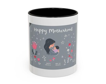 Personalized Motherhood design, trending Hand-Drawn Whimsical Illustrations styl - 11oz White Mug - Unique Design Gift