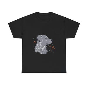 A minimalist fine-line art illustration of a Golden Retriever's silhouette, inte - Unisex T-Shirt - Unique Design Gift image 2