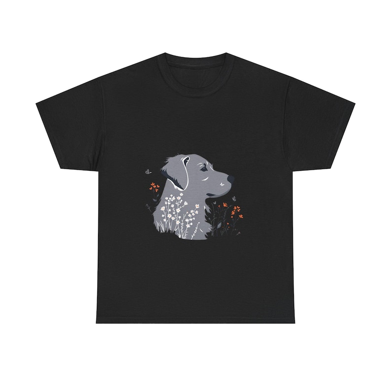 A minimalist fine-line art illustration of a Golden Retriever's silhouette, inte - Unisex T-Shirt - Unique Design Gift image 2