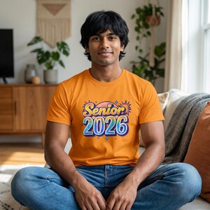 Senior 2026 Retro Typography T-Shirt, 70s Inspired Bubble Letters
