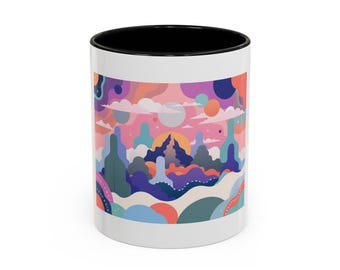 Poetcore Maximalist Landscape Mug, Abstract Art Coffee Cup