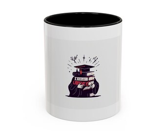 Dark Academia Book Lover Mug, Minimalist Graduation Design, 11oz White Ceramic Cup