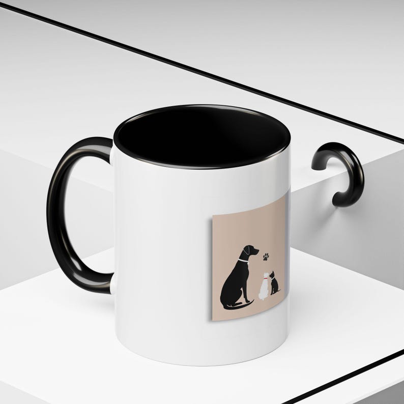 11oz White Mug, Hyper-Personalized Pet Memorials, Minimalism Style Pet Portrait image 6