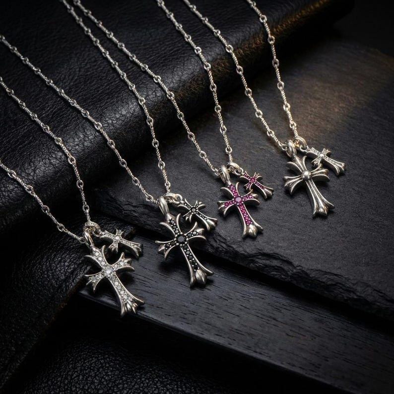 Double cross necklace chrome hearts - Etsy 日本