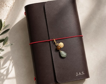 Leder Journal Geschenk für Sie, A5 Trifold Travelers Notebook, personalisierte Planer Cover, handgemachtes pflanzliches Leder