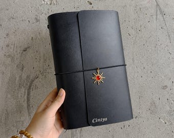 Travelers Notebook aus pflanzlich gegerbtem Leder, minimalistisches Trifold TN-Cover, nachfüllbares Planer Journal A5 Standard Passport