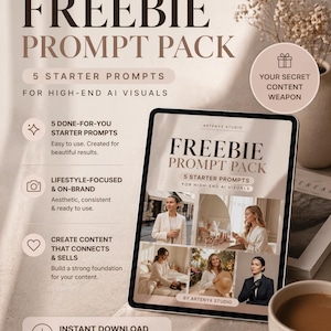 AI-influencer-promptpaket | Digital nedladdning | Startguide för visuella livsstilsprodukter
