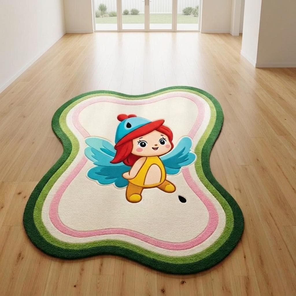 Cute Cartoon Kids Rug, Hand Tufted Wool Nursery Carpet, Irregular Shape ...