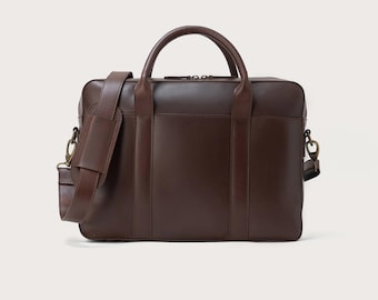 Maletín de cuero vintage para portátil, bolso bandolera de cuero Crazy Horse de grano completo, bolso de oficina para el trabajo y viajes.