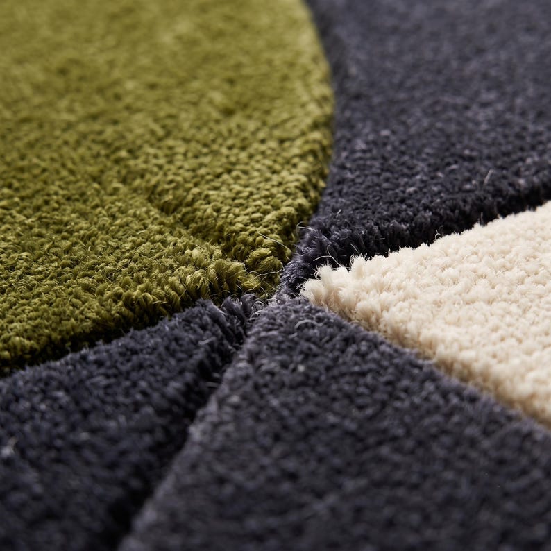 Pastel Color Rug Hand-tufted Wool Geometric Rug | Pastel Green Purple Abstract Area Rug ...