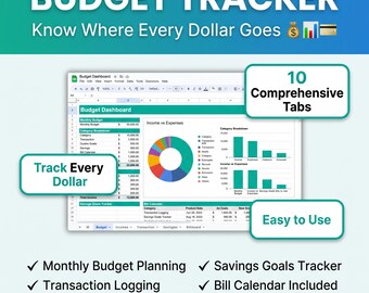Google Sheets Budget Tracker | Monthly Expense Planner (Digital Download)