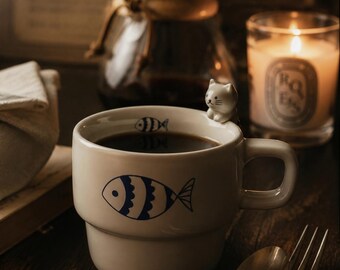 Taza de cerámica personalizada hecha a mano / Regalo de cumpleaños único, vajilla acogedora para café y té en la cocina