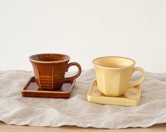 Juego de tazas de café de cerámica hechas a mano: taza de té de cerámica, vajilla rústica de gres, regalo minimalista para la cocina.