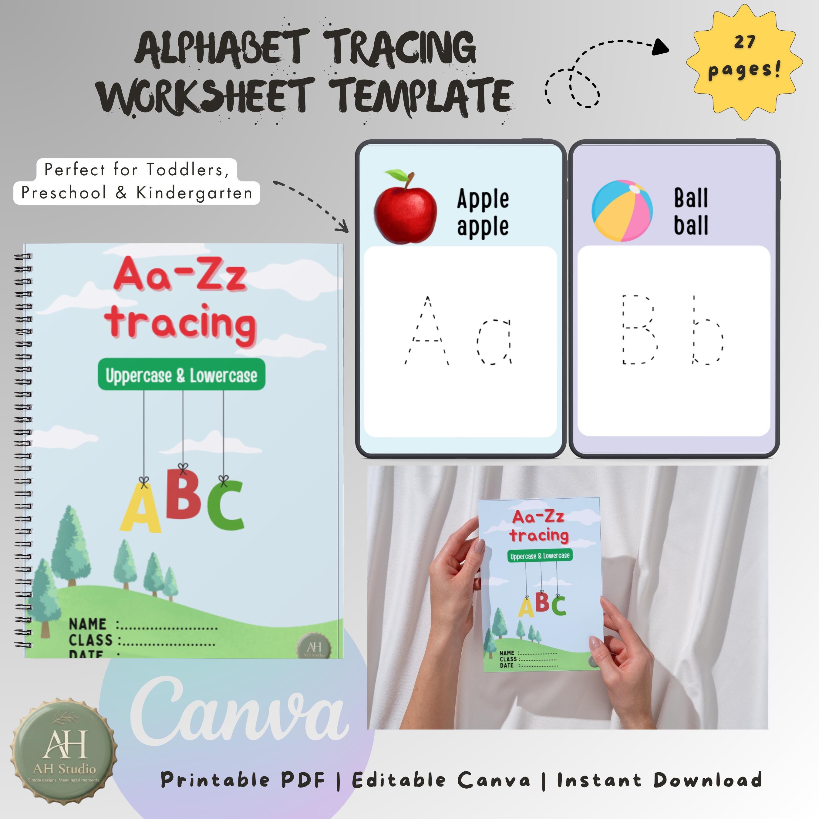 Alphabet Tracing Worksheets, Uppercase Lowercase Letter Practice (PDF