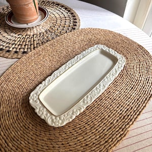Vintage Lenox Greenwich Tablett, Elfenbein-Porzellan, 24K Goldverzierung, Schmuckschale