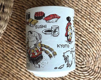 Taza de té de cerámica vintage japonesa Mino Ware Sushi Yunomi