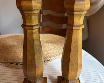 Candelabros de madera vintage - Par de 25 cm