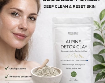 Bentonite Clay Mask for Clogged Pores | Deep Pore Cleansing Face Mask | Oily Skin Treatment | Natural Detox Clay | Alpine Clay Slovenia