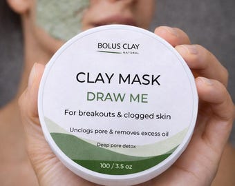 Mascarilla de arcilla lista para usar para el acné / Mascarilla facial de bentonita con aloe vera y vitamina C / Piel grasa con poros obstruidos