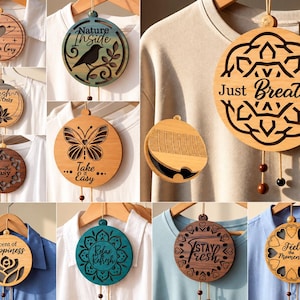 3D-Lufterfrischer-Set aus lasergeschnittenem Holz, Duftdiffusor-Anhänger, Kleiderschrank-Lufterfrischer, Wohndekoration, Öldiffusor, positive Zitate